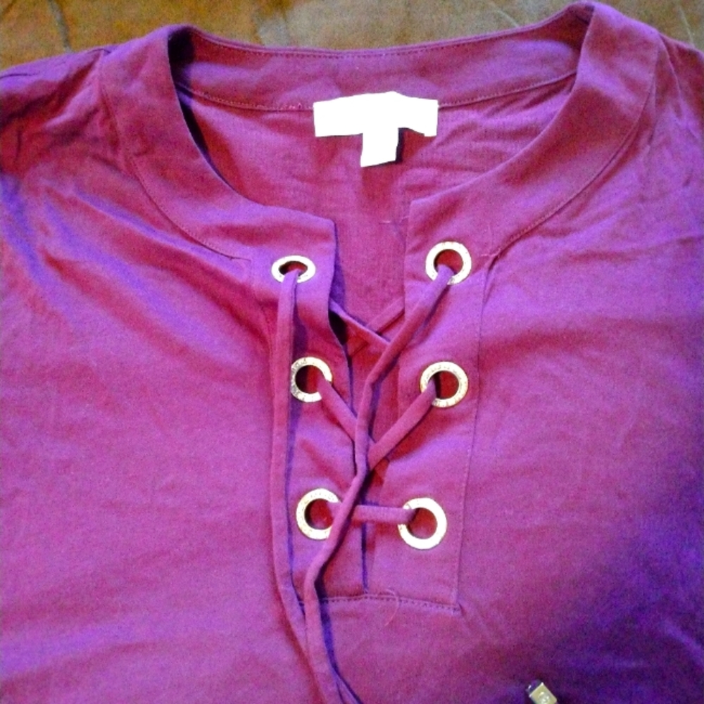 Michael kors burgundy women's blouse extra large great condition flared wrist...